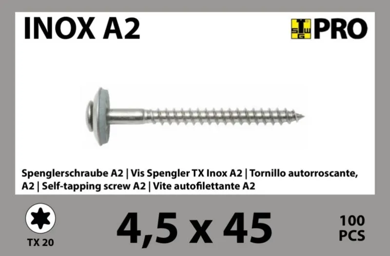 4,5x45 mm Spenglerschrauben A2