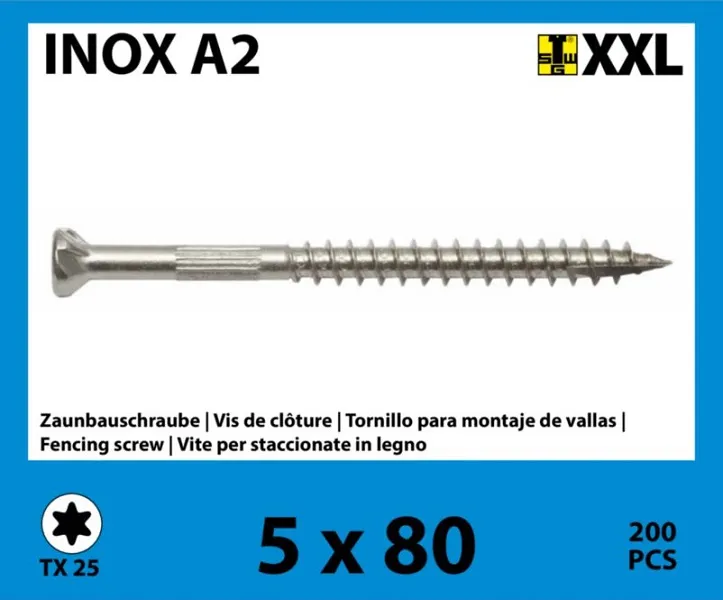 5x80 mm Zaunbauschrauben Edelstahl