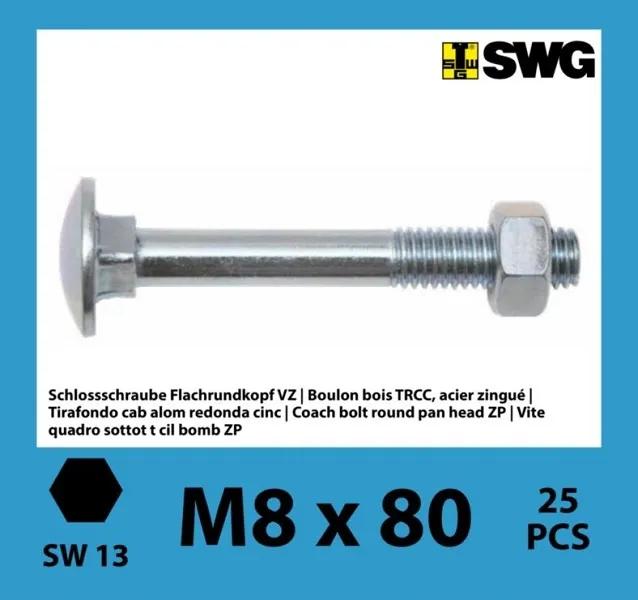 8x80 mm Flachrund-Kopf Schraube