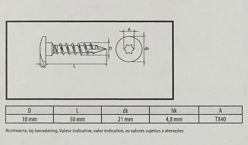 10x50 mm Pfostenschraube Flachkopf