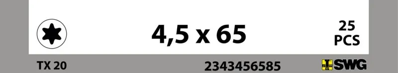4,5x65 mm Spenglerschraube A2