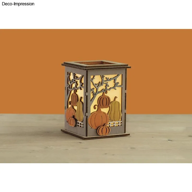Holz Tischlaterne K&uuml;rbis FSC Mix