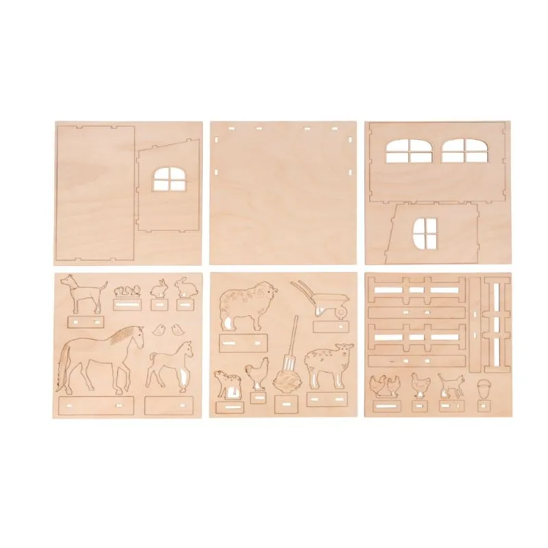 Holz-Steckteil Bauernhof FSC Mix natur