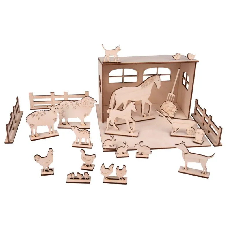 Holz-Steckteil Bauernhof FSC Mix natur