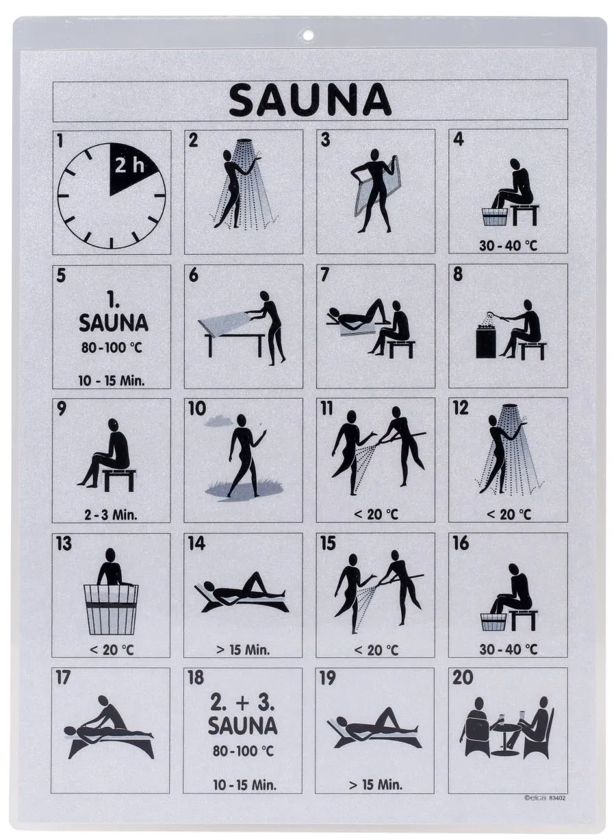 Saunaregeltafel f&uuml;r Sauna Silber