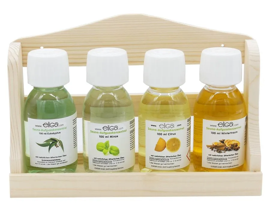 Aufguss-Wandbord mit 4 Flaschen &agrave; 100 ml