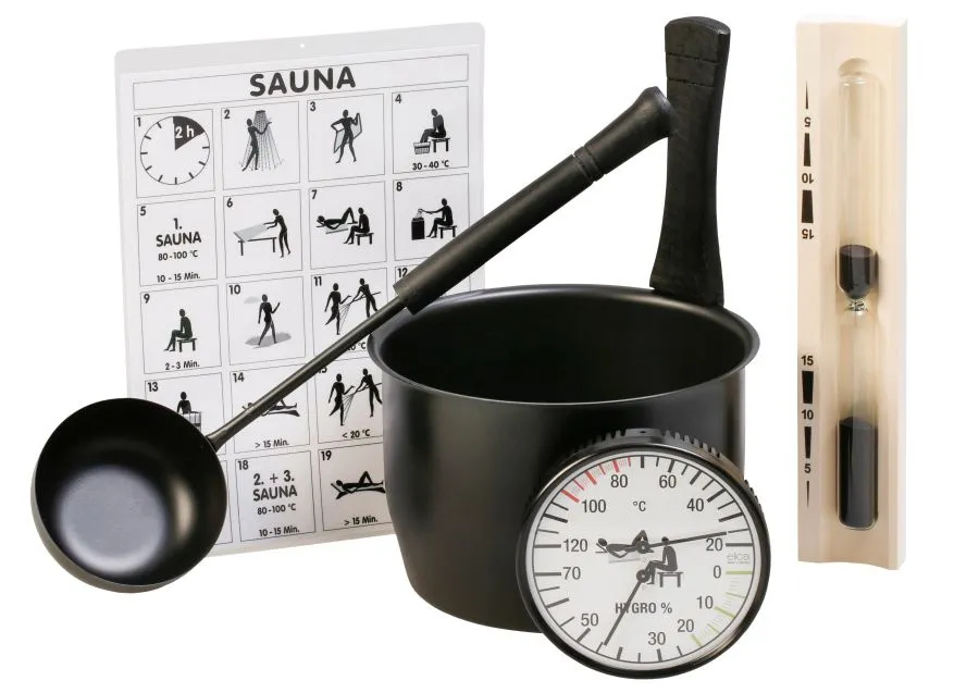 Sauna-Zubeh&ouml;r - Set "Black" 5-tlg.