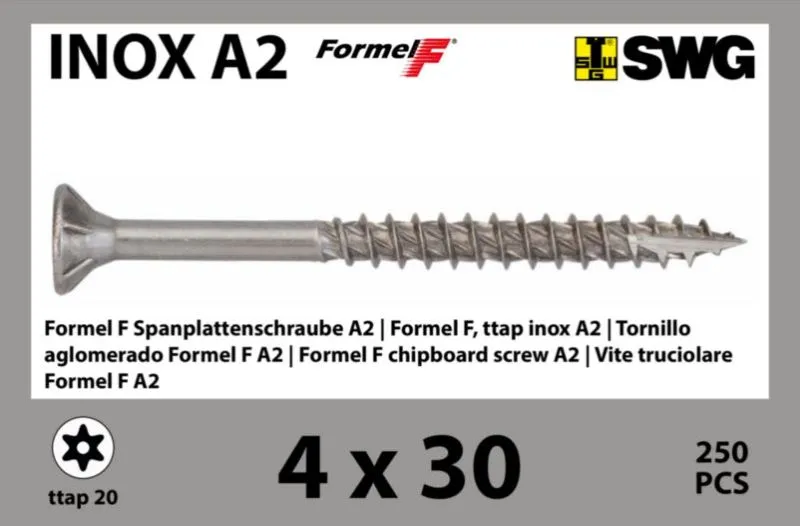\\SW-AG\AllgeierSchoedel\Bilder Onlineshop\SWG_Produktdaten_Holz_Schoedel-2025-10-23\Formel_F_Edelstahl\4x 30 mm INOX Formel F Spanplattenschraube A2_250-1.jpg